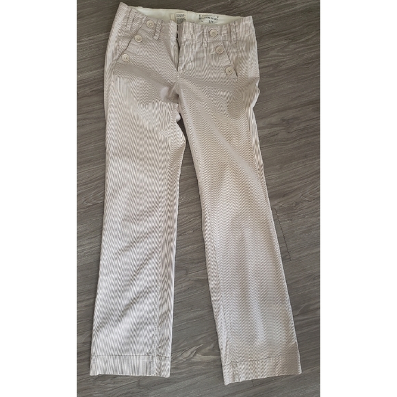 Clothing Factory Beige Pinstripe Pants Wide Leg Size 4 - Picture 4 of 10